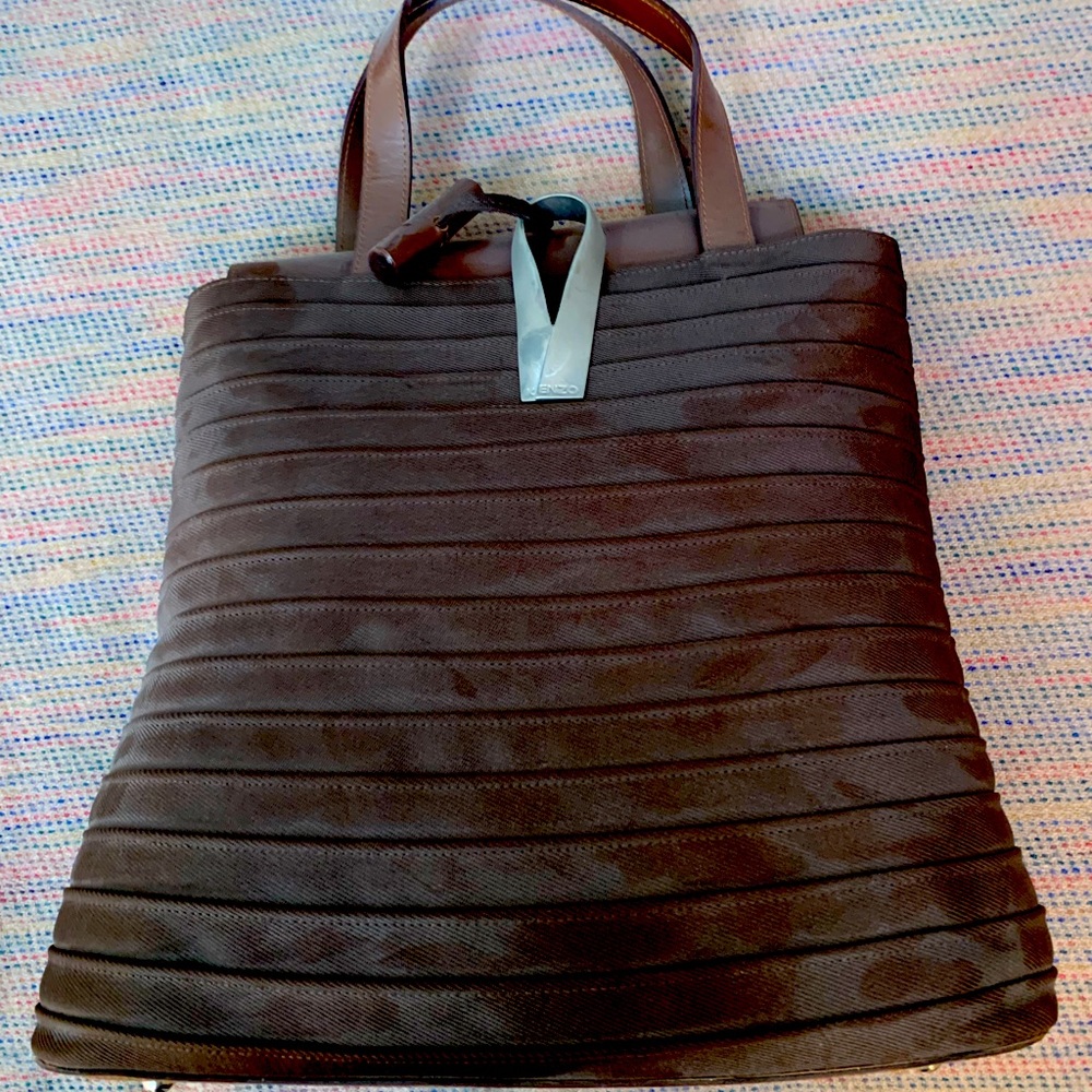 Kenzo Bucket Bag new chocolate brown with special closure 12x11in